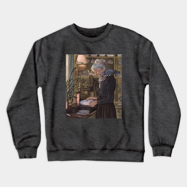 old lady washing the dishes Crewneck Sweatshirt by YAZ_2020